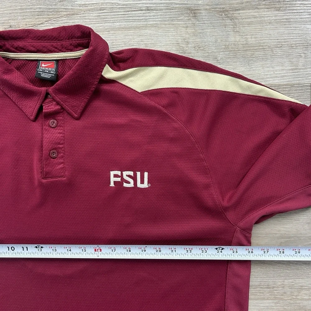 Vintage 00s Nike‎ Team XL FSU Florida State Seminoles Polo Garnet Gold